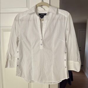 Express White Blouse with Button Accents